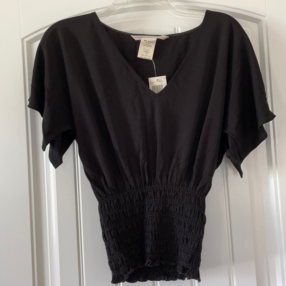 NWT Max Studio XL Black Split Wing Sleeves Top